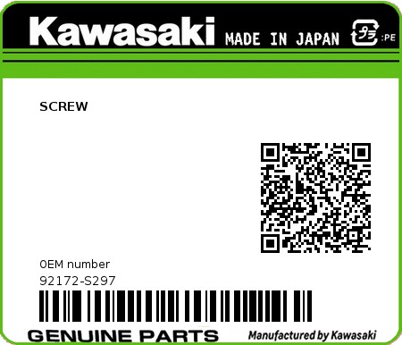 Product image: Kawasaki - 92172-S297 - SCREW  0