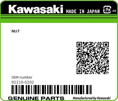 Product image: Kawasaki - 92210-S202 - NUT  0