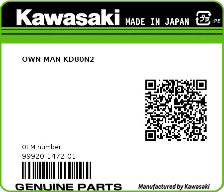 Product image: Kawasaki - 99920-1472-01 - OWN MAN KD80N2  0