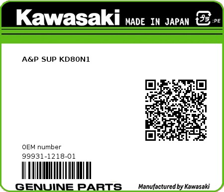 Product image: Kawasaki - 99931-1218-01 - A&P SUP KD80N1  0