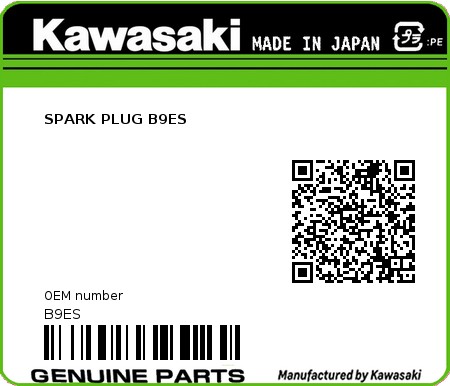 Product image: Kawasaki - B9ES - SPARK PLUG B9ES  0