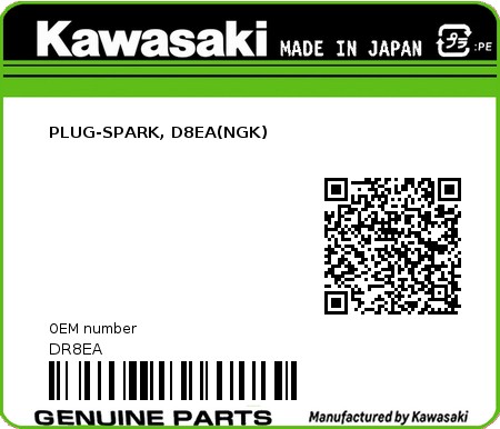 Product image: Kawasaki - DR8EA - PLUG-SPARK, D8EA(NGK)  0