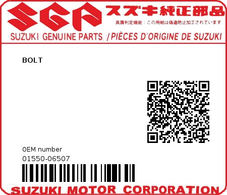 Product image: Suzuki - 01550-06507 - BOLT  0