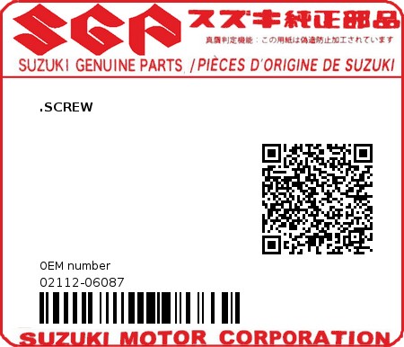 Product image: Suzuki - 02112-06087 - SCREW 6X8  0