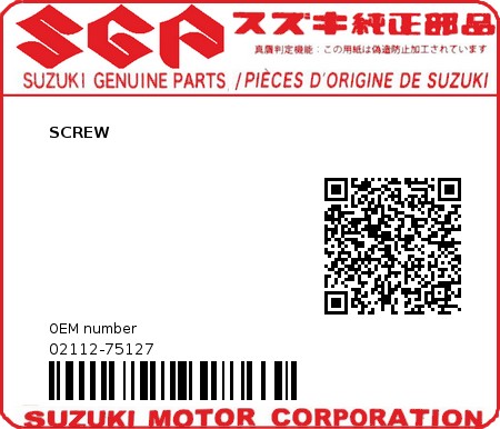 Product image: Suzuki - 02112-75127 - SCREW  0