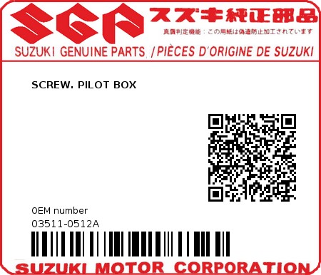 Product image: Suzuki - 03511-0512A - SCREW. PILOT BOX  0