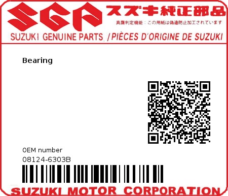 Product image: Suzuki - 08124-6303B - Bearing  0