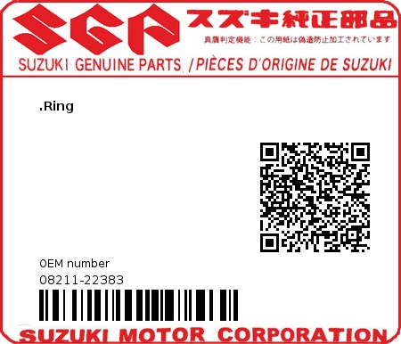 Product image: Suzuki - 08211-22383 - WASHER,THRUST  0