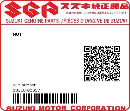 Product image: Suzuki - 08310-00057 - .NUT  0