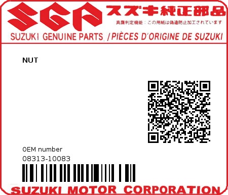 Product image: Suzuki - 08313-10083 - NUT  0