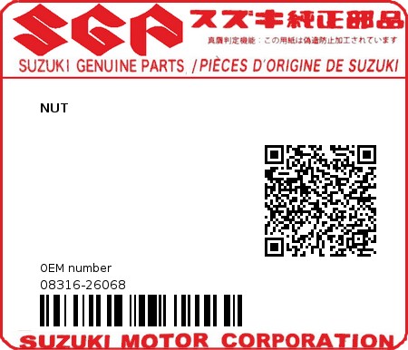Product image: Suzuki - 08316-26068 - NUT 6MM  0