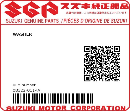 Product image: Suzuki - 08322-0114A - WASHER  0