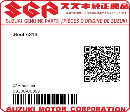 Product image: Suzuki - 09100-06099 - BOLT 6X13  0