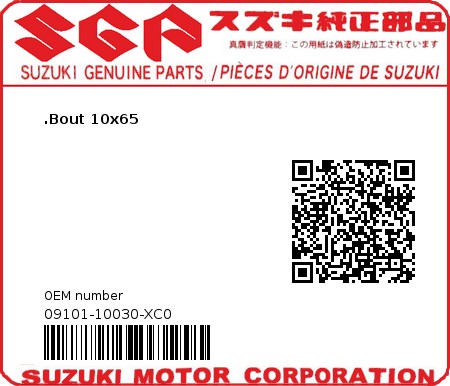 Product image: Suzuki - 09101-10030-XC0 - BOLT,10X65  0