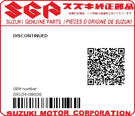 Product image: Suzuki - 09104-08006 - DISCONTINUED  0