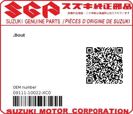 Product image: Suzuki - 09111-10022-XC0 - BOLT(10X39)  0