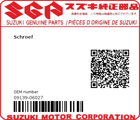 Product image: Suzuki - 09139-06027 - Schroef  0