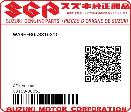 Product image: Suzuki - 09169-06053 - WASHER  0