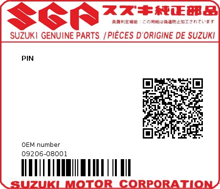 Product image: Suzuki - 09206-08001 - PIN  0