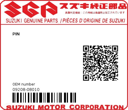 Product image: Suzuki - 09208-08010 - PIN  0