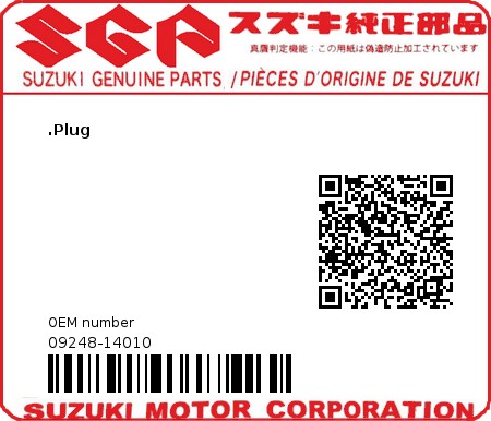 Product image: Suzuki - 09248-14010 - PLUG  0
