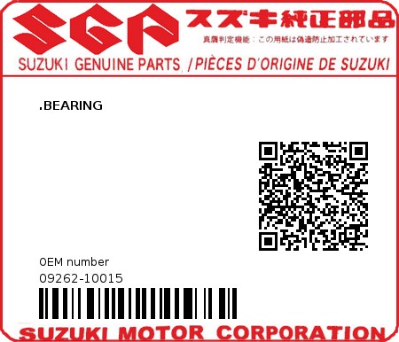 Product image: Suzuki - 09262-10015 - .BEARING  0