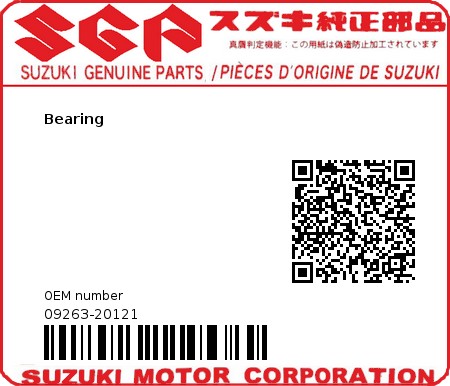 Product image: Suzuki - 09263-20121 - Bearing  0