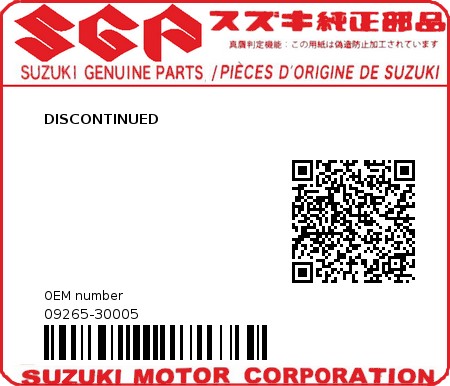 Product image: Suzuki - 09265-30005 - DISCONTINUED          0