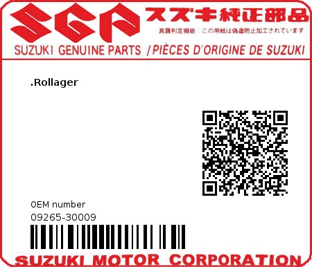 Product image: Suzuki - 09265-30009 - ROLLER BEARING  0