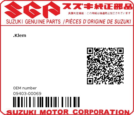 Product image: Suzuki - 940369 -  CLAMP  0