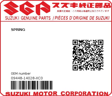 Product image: Suzuki - 09448-14028-XC0 - SPRING  0