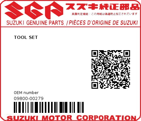 Product image: Suzuki - 09800-00279 - TOOL SET          0