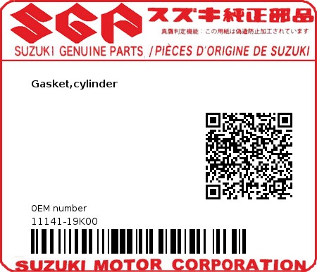 Product image: Suzuki - 11141-19K00 - Gasket,cylinder  0