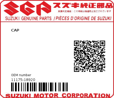Product image: Suzuki - 11175-18920 - CAP  0