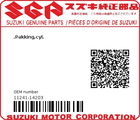 Product image: Suzuki - 11241-14203 - GASKET,CYLINDER  0