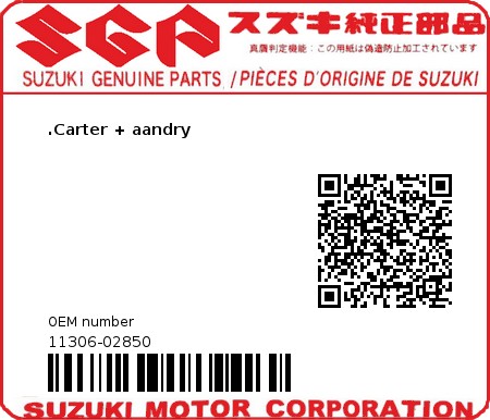 Product image: Suzuki - 11306-02850 - CRANKCASE AND D  0