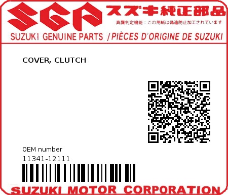 Product image: Suzuki - 11341-12111 - COVER, CLUTCH          0