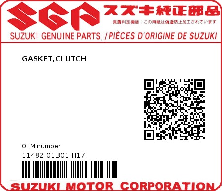Product image: Suzuki - 11482-01B01-H17 - GASKET,CLUTCH  0