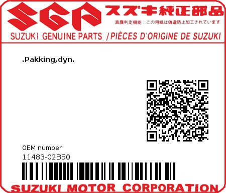 Product image: Suzuki - 11483-02B50 - GASKET,MAGNETO  0