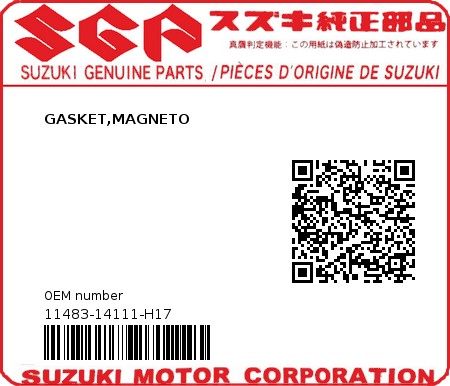 Product image: Suzuki - 11483-14111-H17 - GASKET,MAGNETO  0