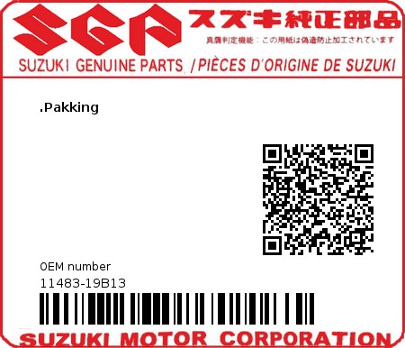 Product image: Suzuki - 11483-19B13 - GASKET,TRANS.CV  0