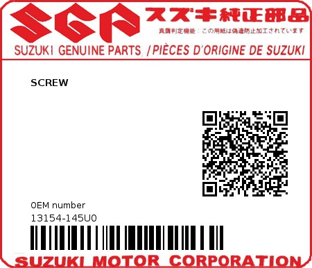 Product image: Suzuki - 13154-145U0 - SCREW          0