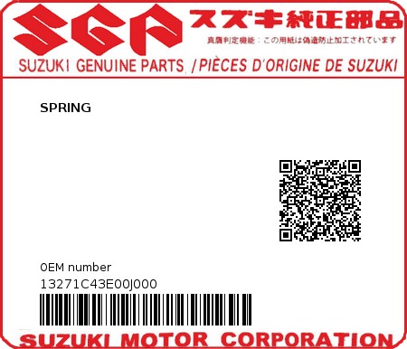 Product image: Suzuki - 13271C43E00J000 - SPRING  0