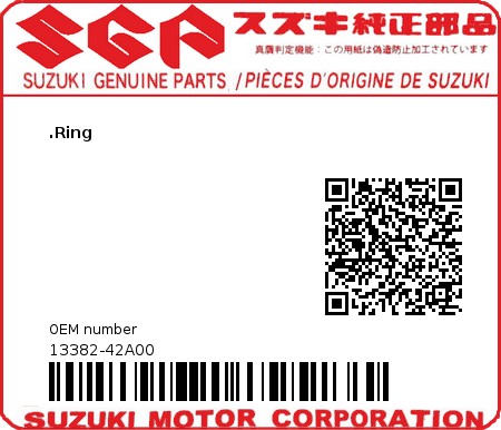 Product image: Suzuki - 13382-42A00 - RING  0
