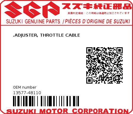 Product image: Suzuki - 13577-48110 - ADJUSTER,CABLE  0