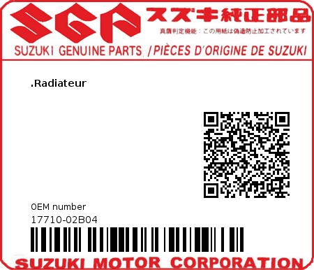 Product image: Suzuki - 17710-02B04 - RADIATOR,WATER  0