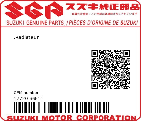 Product image: Suzuki - 17720-36F11 - RADIATOR COMP,W  0