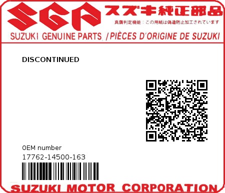 Product image: Suzuki - 17762-14500-163 - DISCONTINUED  0