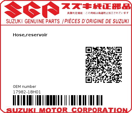 Product image: Suzuki - 17982-18H01 - Hose,reservoir  0
