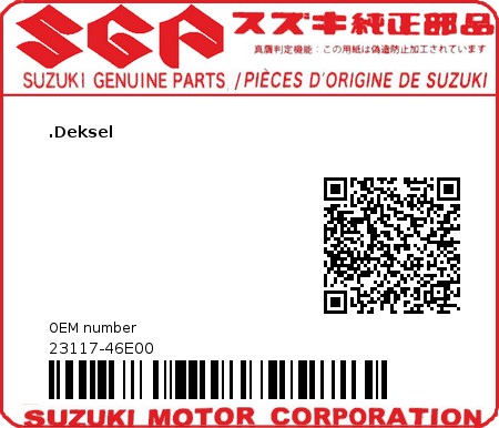 Product image: Suzuki - 23117-46E00 - .Deksel  0